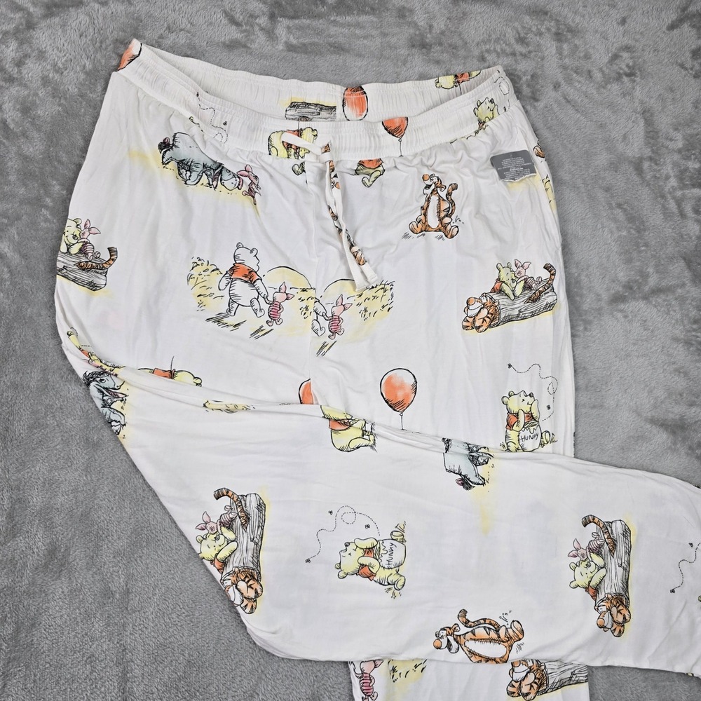 Disney Parks Winnie the Pooh Tigger Eeyore Pajama Pants XXL NWT White Lounge
